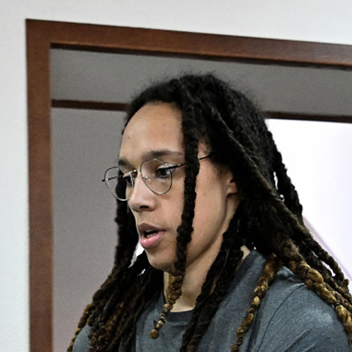 Brittney Griner arrives to a hearing at the Khimki Court, outside Moscow