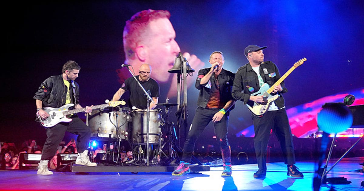 Coldplay performs onstage during their "Music of the Spheres" trip