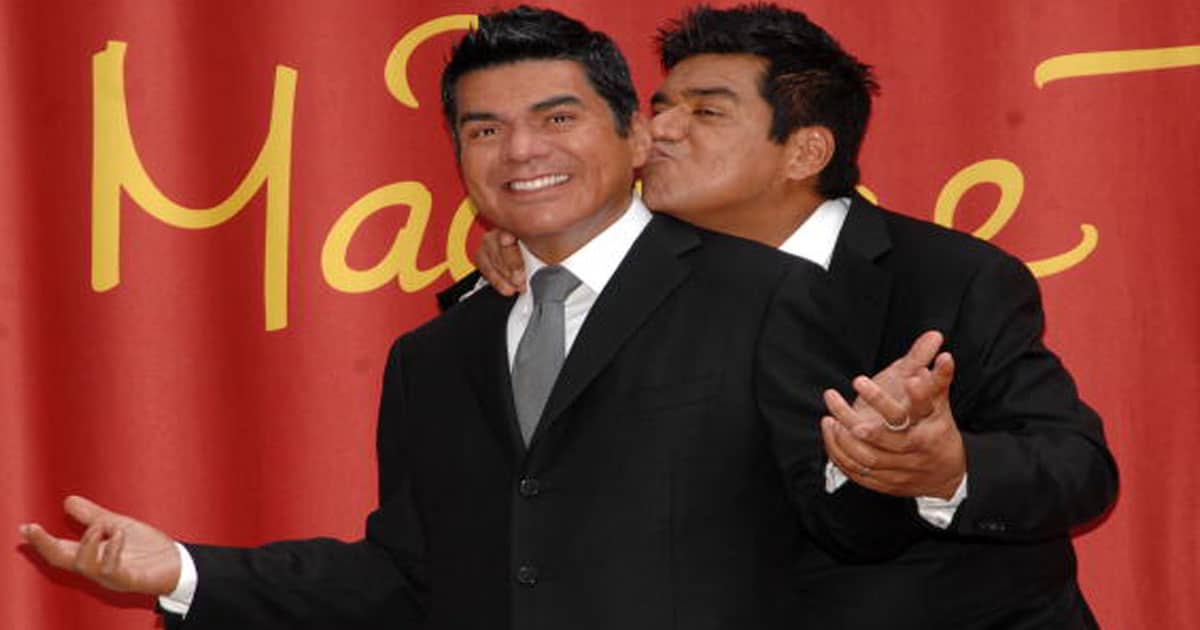 George Lopez (right) attends Madame Tussaud's George Lopez Wax Figure Unveiling at Madame Tussauds