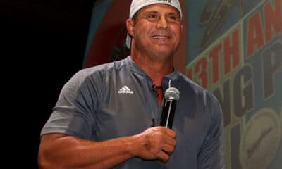 Jose Canseco speaks during the 13th annual Ping Pong Palooza Charity Tournament