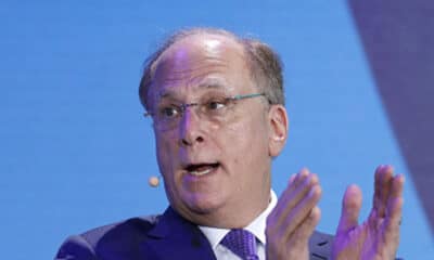 Larry Fink speaks during a panel discussion at the Bloomberg New Economy Forum