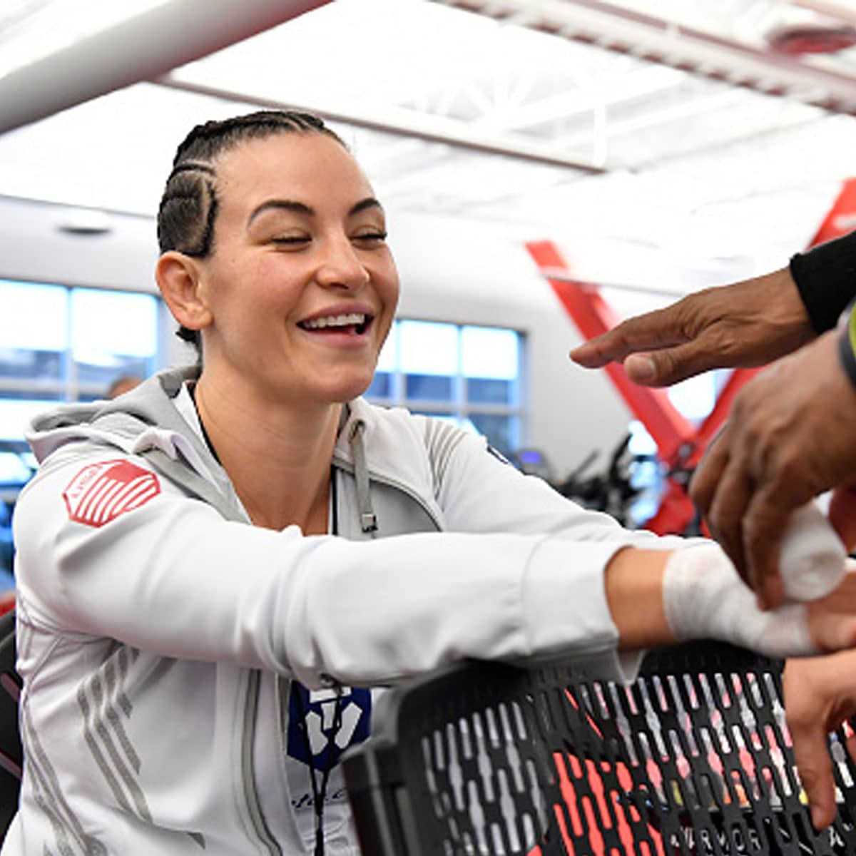 Miesha Tate poses for a portrait after her victory during the UFC Fight Night event