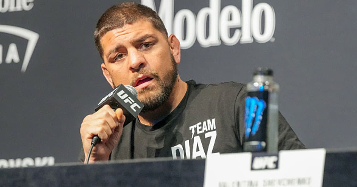 Nick Diaz speaks with the press and the fans for UFC 266