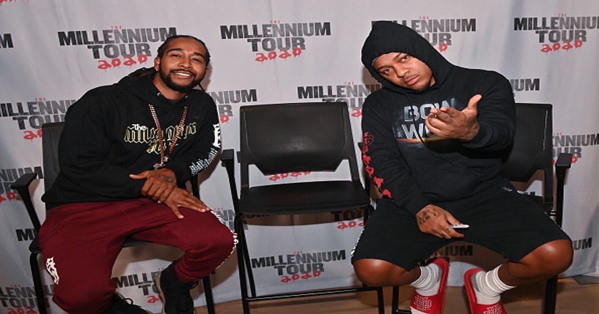 Omarion and Bow Wow backstage during The Millennium Tour 2021 at State Farm Arena