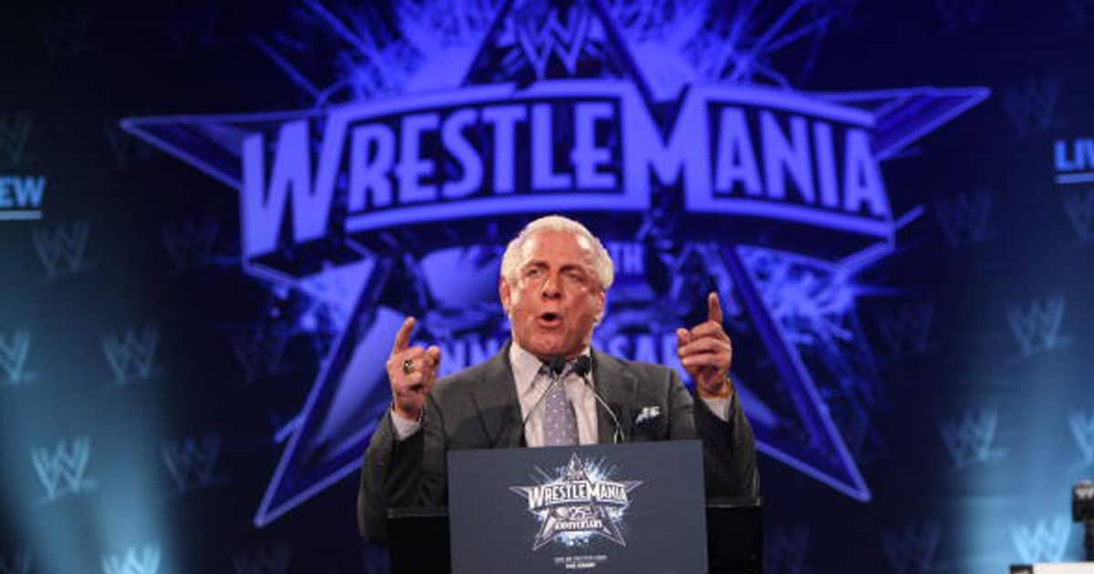 Ric "Nature Boy" Flair attends the WrestleMania 25th anniversary press conference