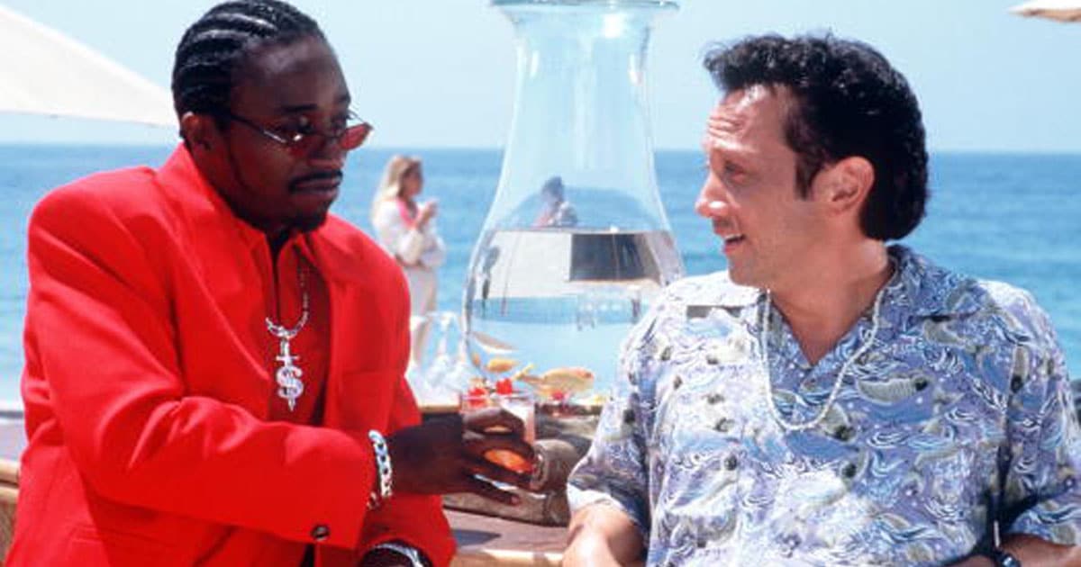 Deuce Bigalo (Rob Schneider, right) encounters pimp T.J. Hicks (Eddie Griffin, left) in "Deuce Bigalow: Male Gigolo."