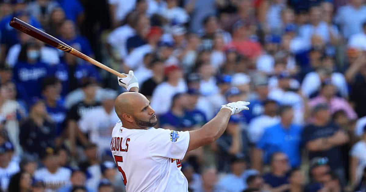  Albert Pujols #5 of the St. Louis Cardinals competes in the 2022 T-Mobile Home Run Derby 