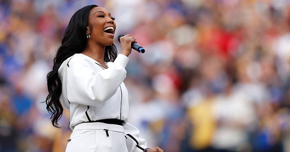 Brandy performs the national anthem before the NFC Championship Game between the Los Angeles Rams and the San Francisco 49ers
