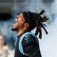 Cam Newton #1 of the Carolina Panthers runs onto the field during the player introductions before the game against the Tampa Bay Buccaneers