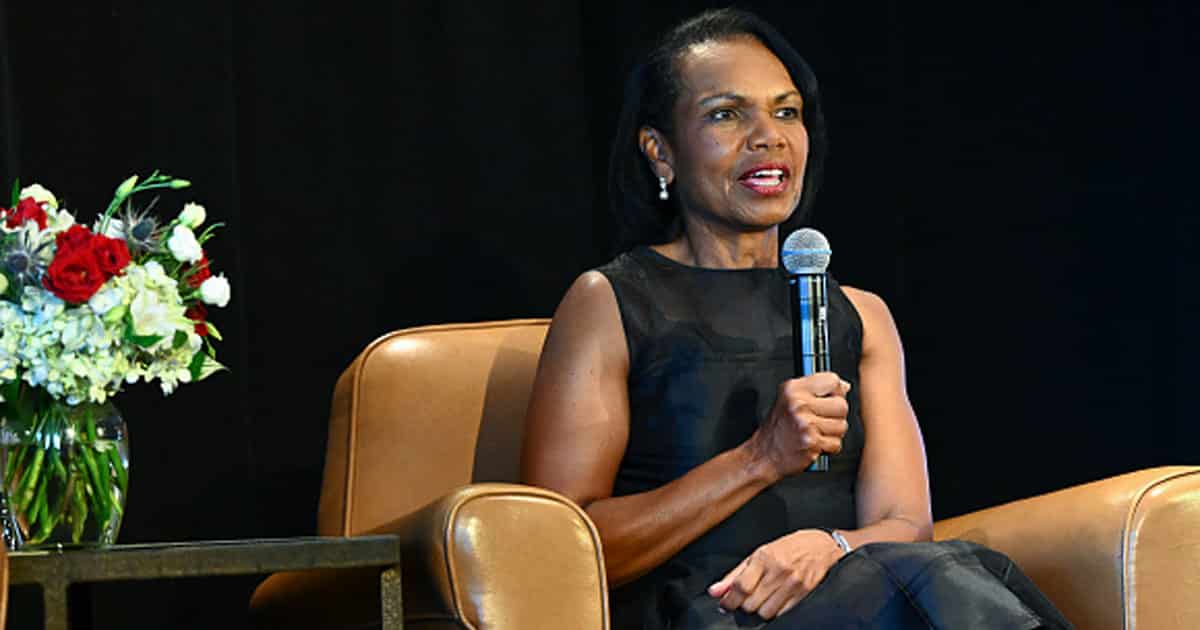 Condoleezza Rice speaks after being named the Ambassador of Golf, after the first round of the PGA TOUR Champions Bridgestone SENIOR PLAYERS Championship
