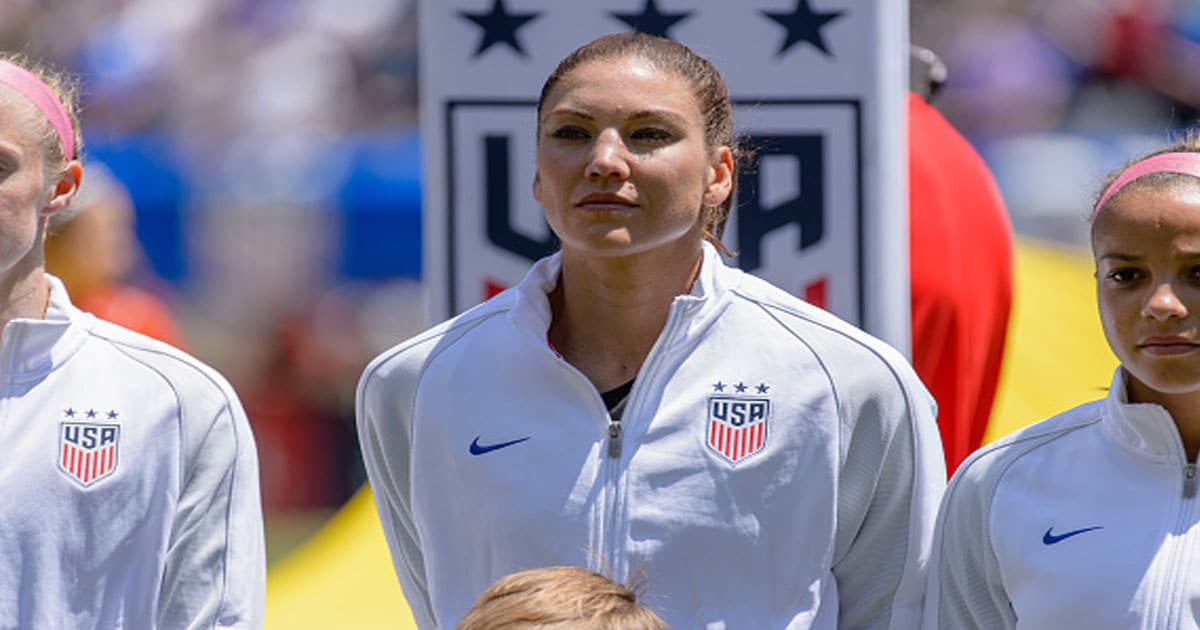 Hope Solo (1) before an international friendly soccer match between South Africa and USA