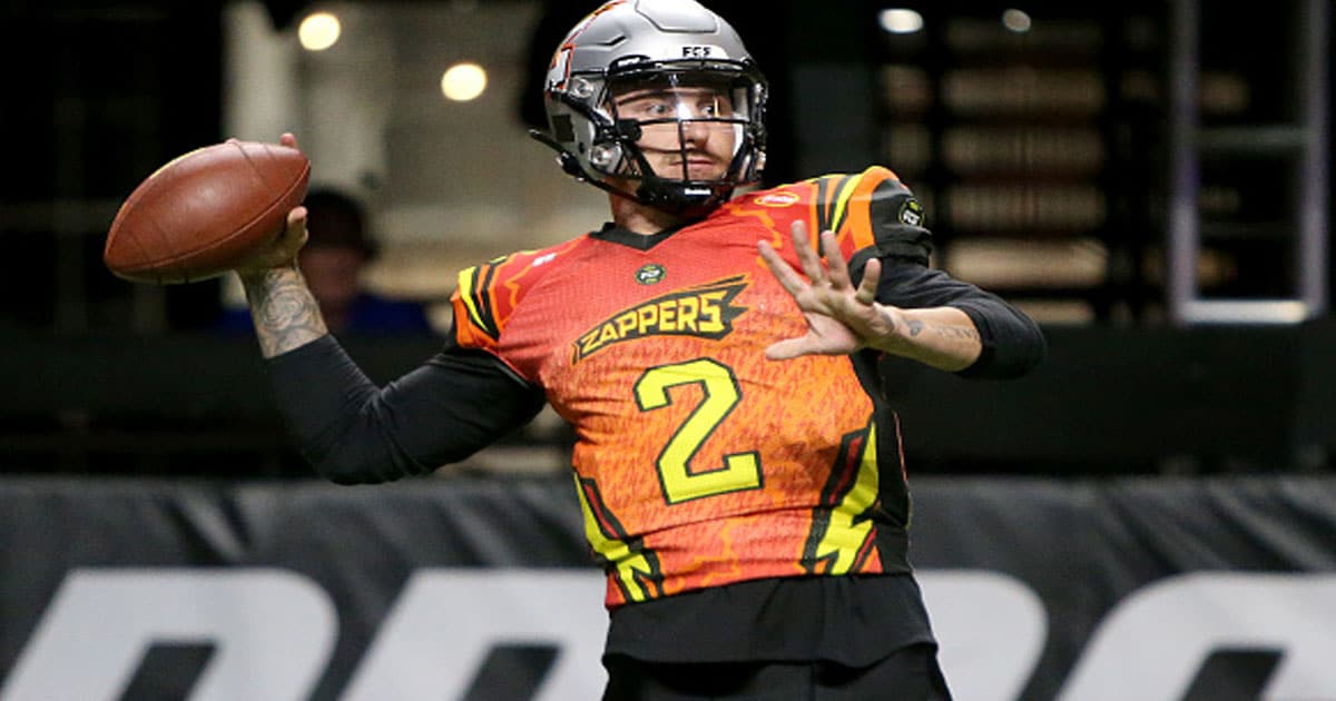 Johnny Manziel #2 of the Zappers throws a pass during the second half against the Shoulda Been Stars 