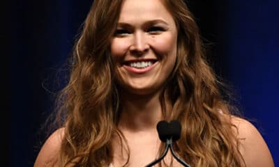 Ronda Rousey speaks as she becomes the first female inducted into the UFC Hall of Fame