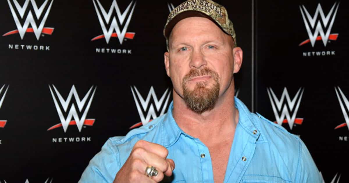 Steve Austin appears at a news conference announcing the WWE Network at the 2014 International CES at the Encore Theater