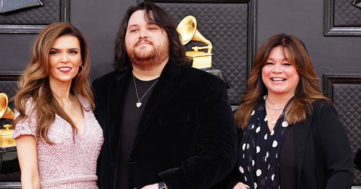 (L-R) Andraia Allsop, Wolfgang Van Halen, and Valerie Bertinelli attend the 64th Annual GRAMMY Awards