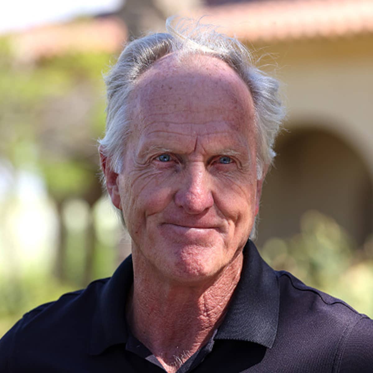 Greg Norman, CEO of Liv Golf Investments talks to the media during a practice round prior to the PIF Saudi International at Royal Greens Golf & Country Club