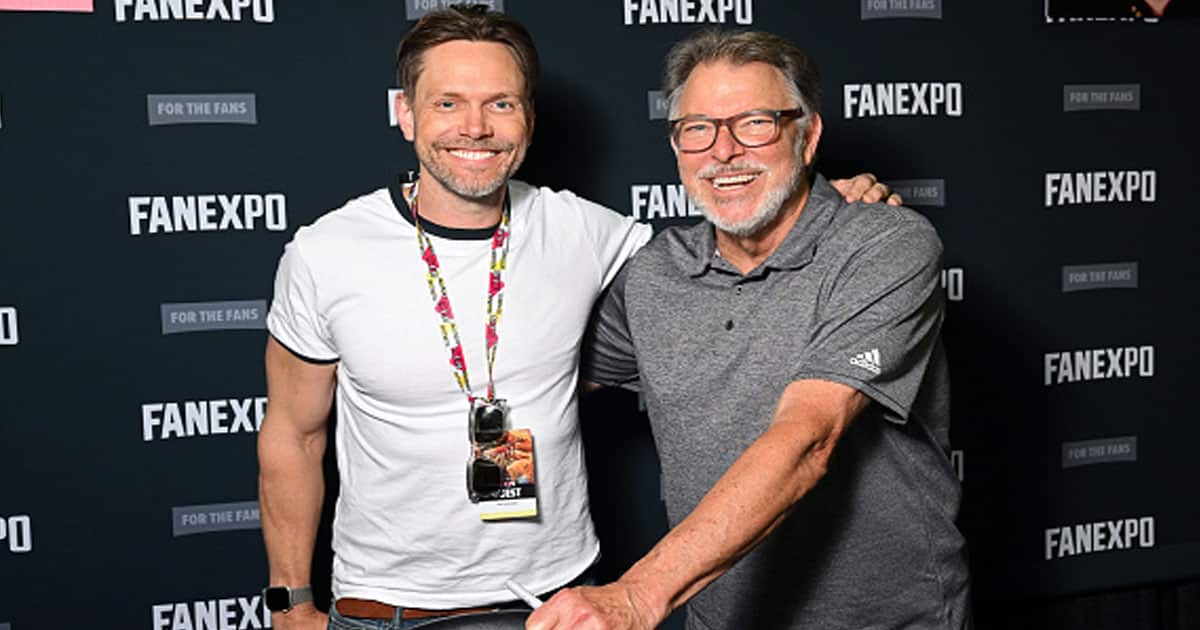 Joel McHale and Jonathan Frakes attend FAN EXPO Chicago at Donald E. Stephens Convention Center 